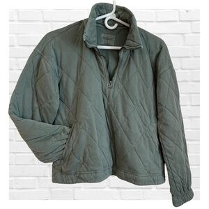 Abercrombie and Fitch Sz Sm Moss Green Quilted Pullover Half Zip Jacket Mock